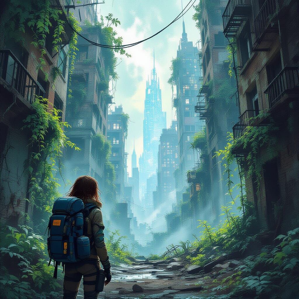 Female Explorer Discovers Bioluminescent Oasis in Ruined Cit...