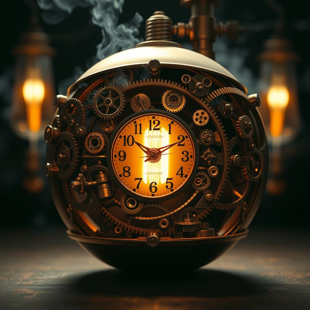Clockwork Steampunk Orb Clock
