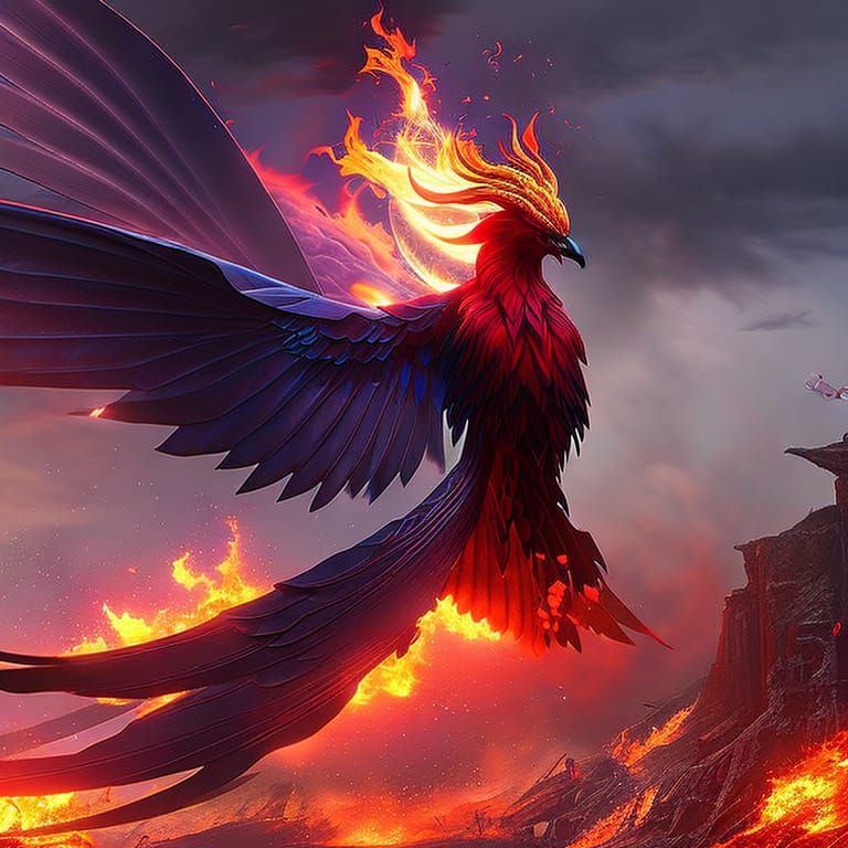 A phoenix bursting from smouldering ashes  by @Mike Ritchie