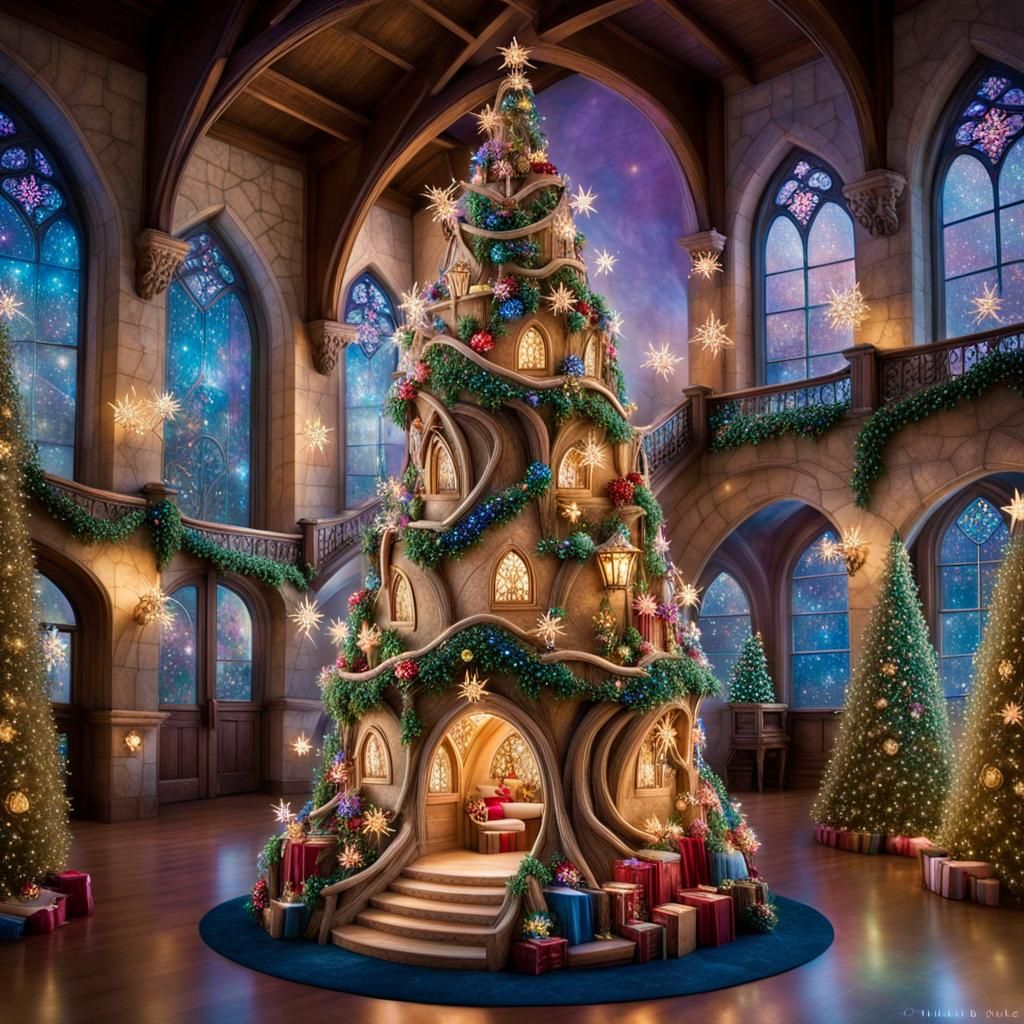 Enchanted Storybook Tree: This tree is a celebration of fantasy, adorned with ornaments depicting beloved ...  by @Juliako