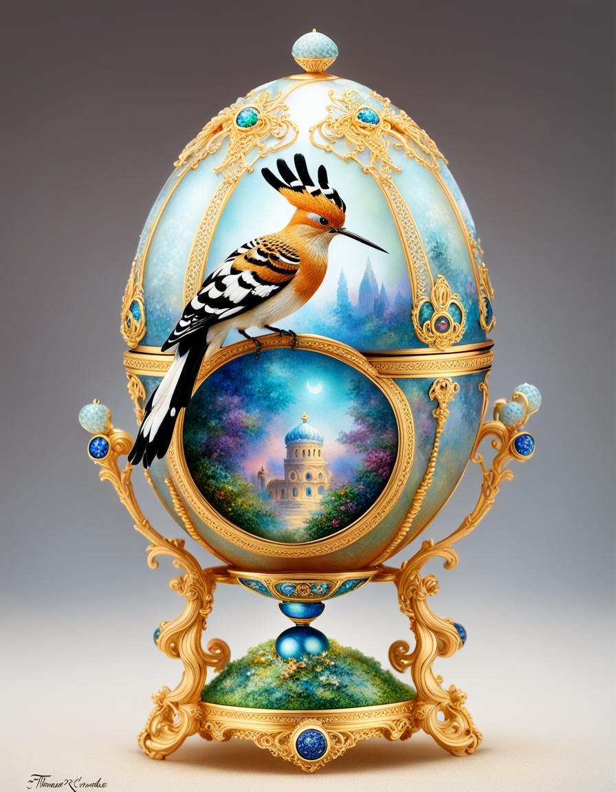 Beautiful and epic Hoopoe bird as a Faberge egg