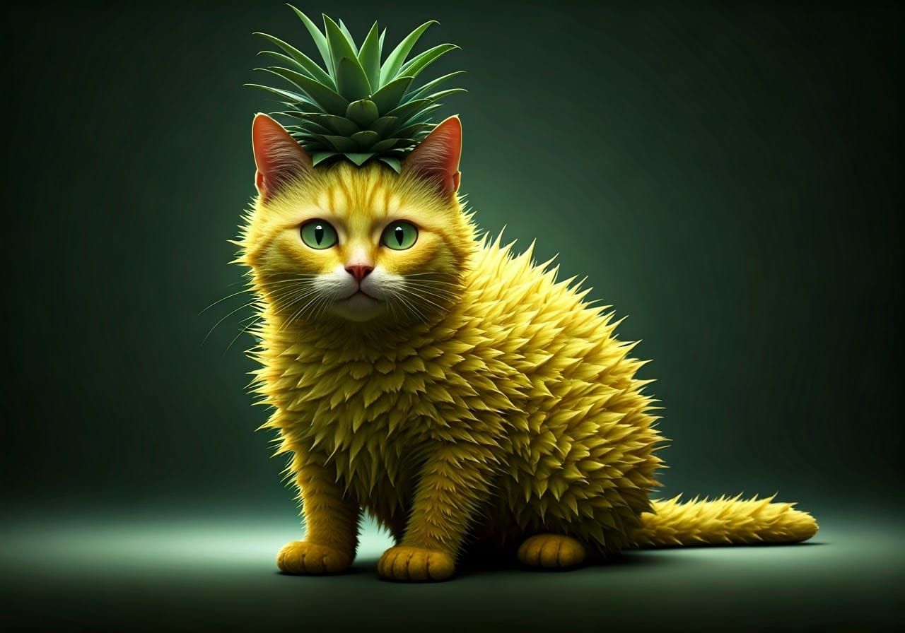 Pineapple Cat  by @Le Lapin