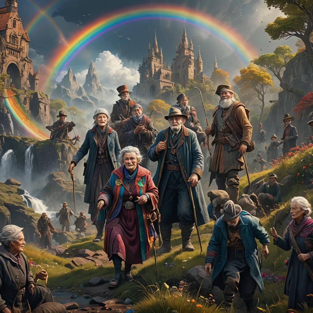 Rainbow Gathering: A Fantastical Digital Painting