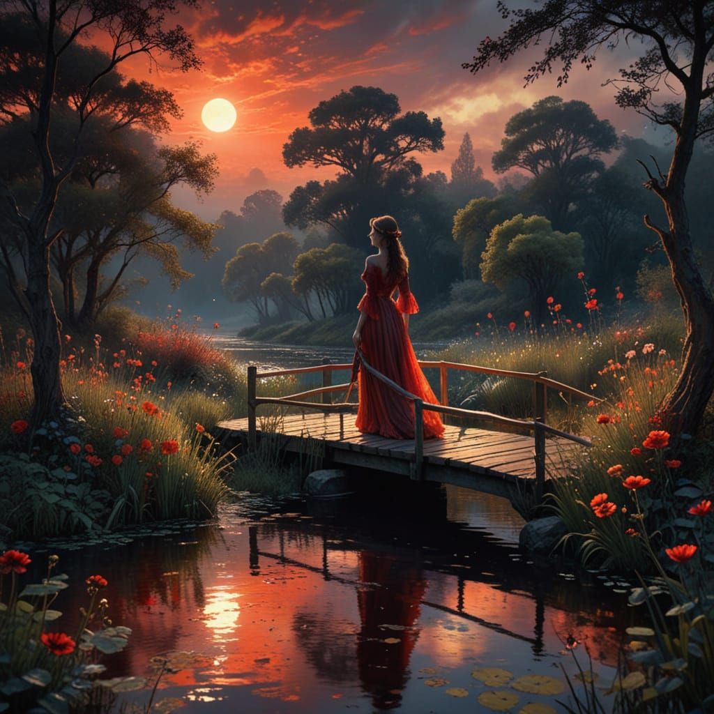 ethereal lady amidst celestial eclipse  by @Lady on Fire