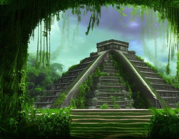 Vines covering a Mayan Tempel  by @Lucy