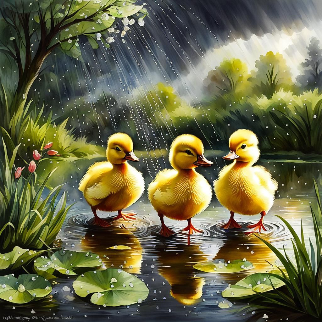 Happy little ducklings  by @Lilsilverfish