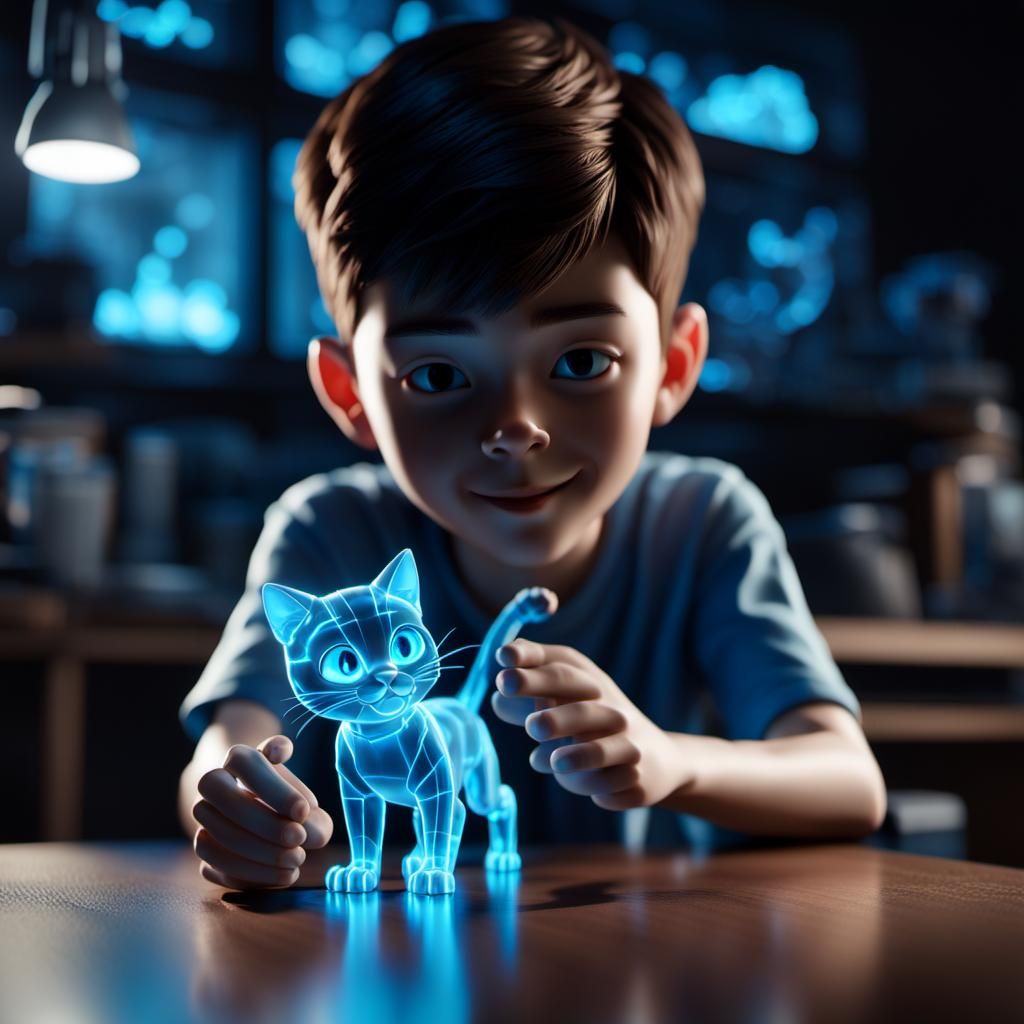 Hologram cat  by @Dahut