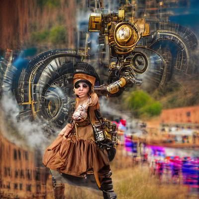 Magic Steampunk girl on adventure 8k