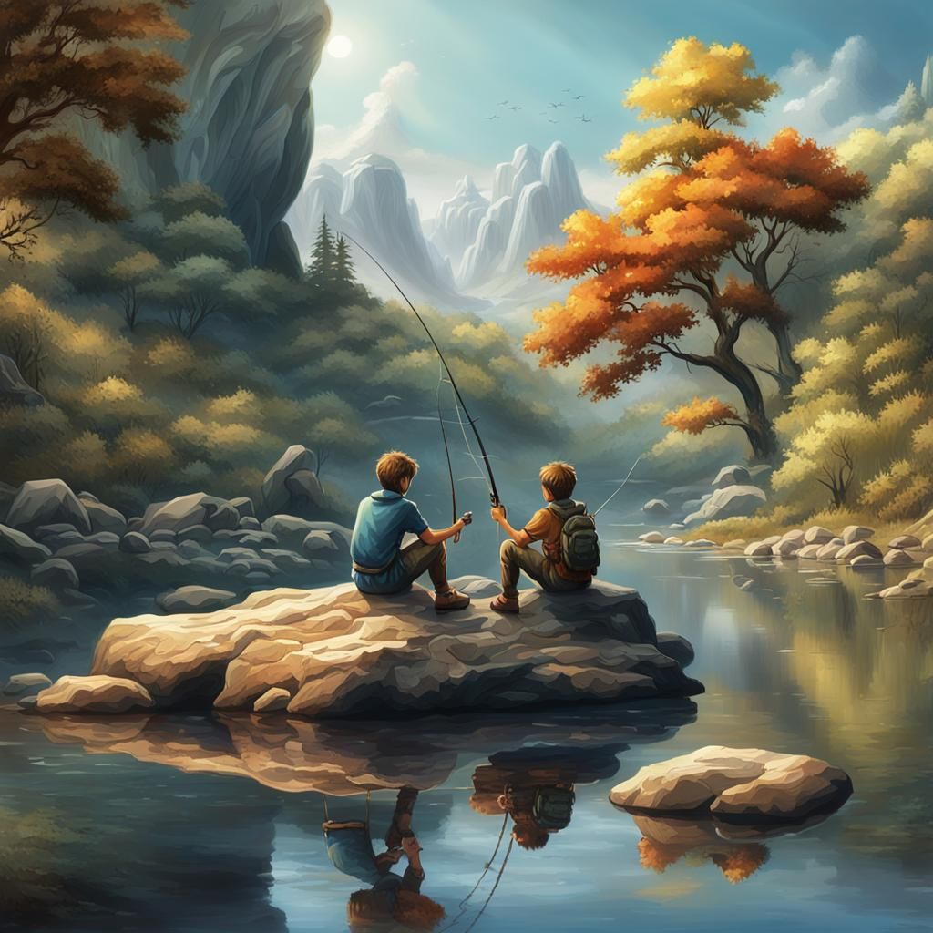 fishing by a river