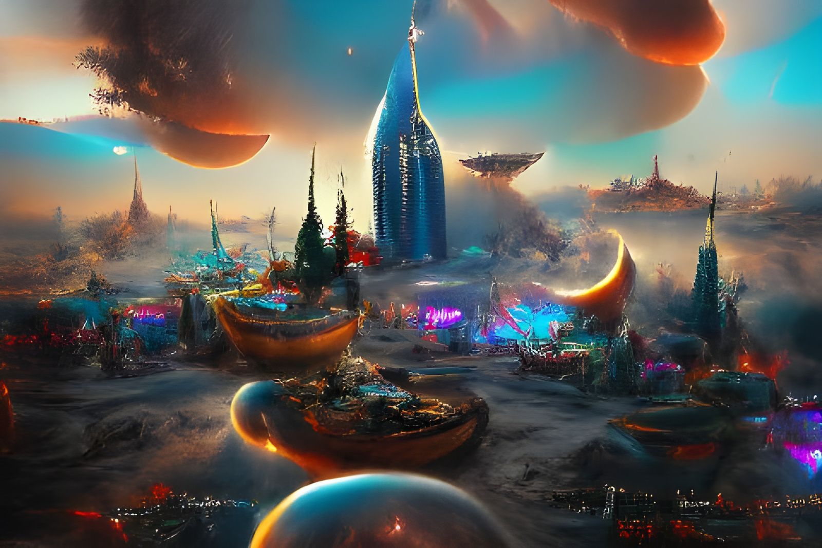 Fantasy Space City - AI Generated Artwork - NightCafe Creator