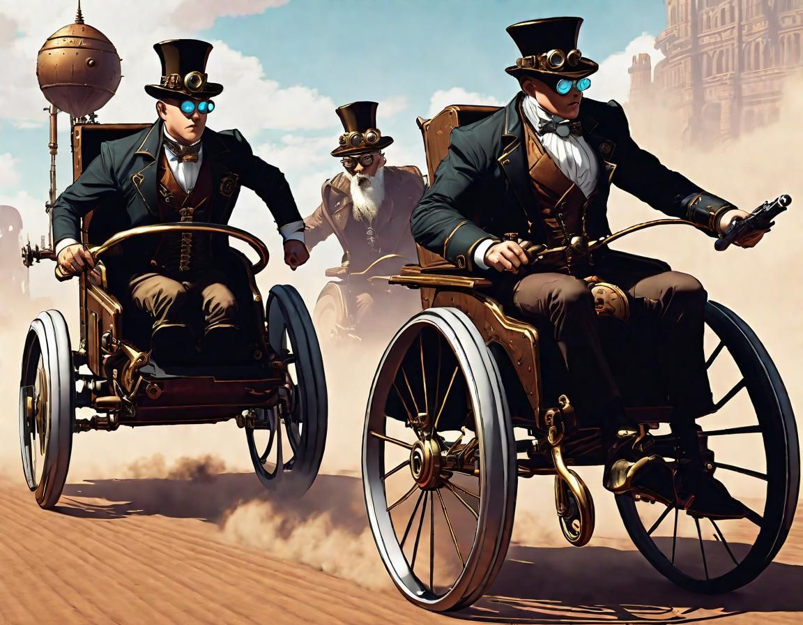 Steampunk Wheelchair Race - AI Generated Artwork - NightCafe Creator