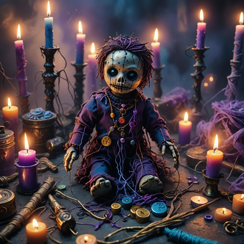 Cursed voodoo doll with pins 
  by @TraceeSkater