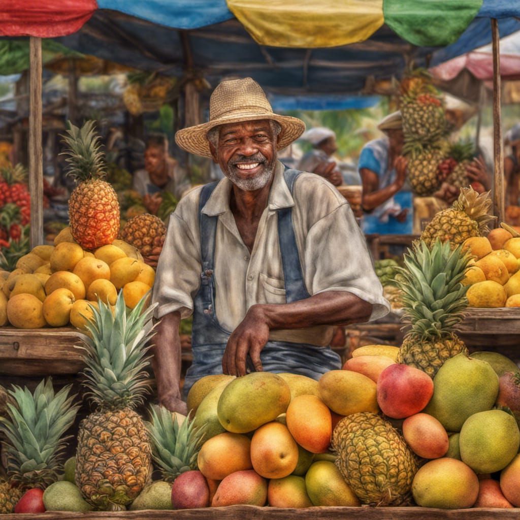 Creole market 🍍🥭🥝🍌🍋🥑  by @Dobiki