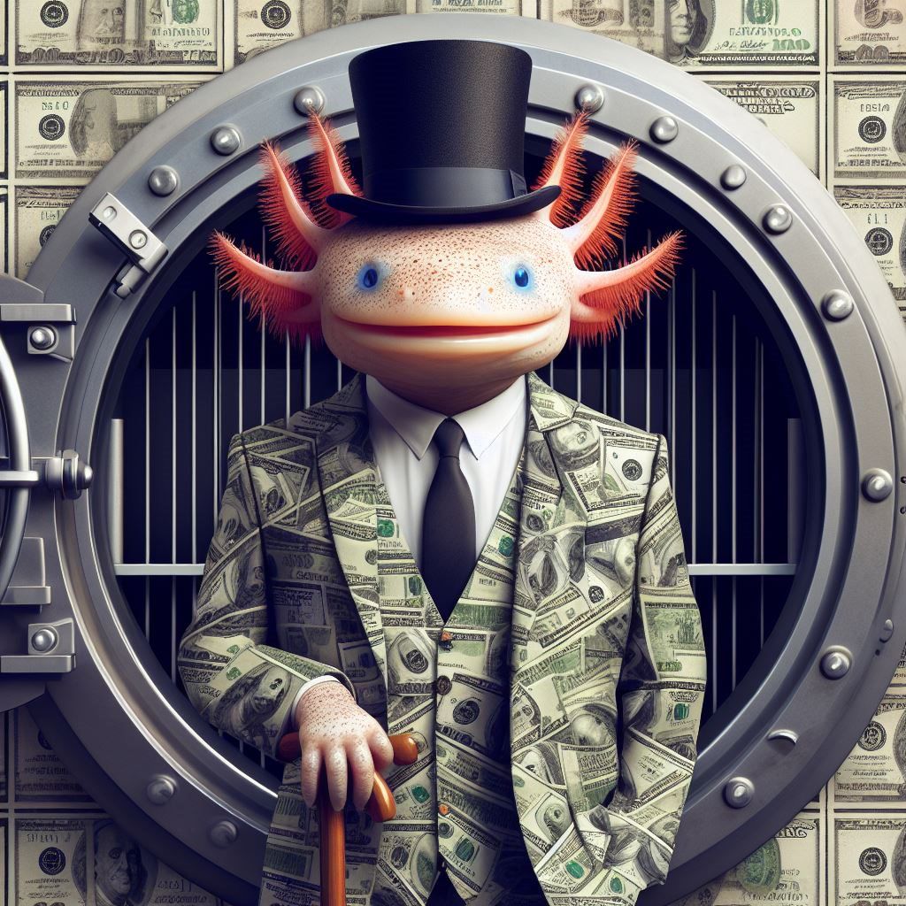 Axolotl in Dollar Suit