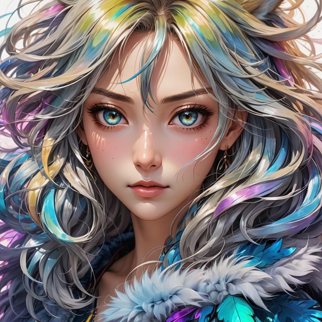 woman animal hybrid character, close-up, anime  by @Melea