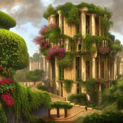 Hanging gardens of babylon - AI Generated Artwork - NightCafe Creator