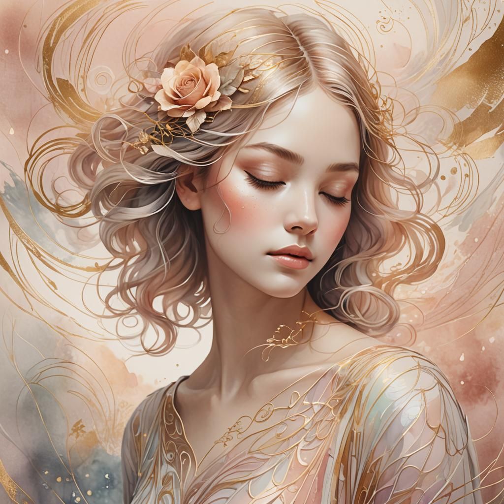 Ethereal Woman in Soft Gradient Digital Art