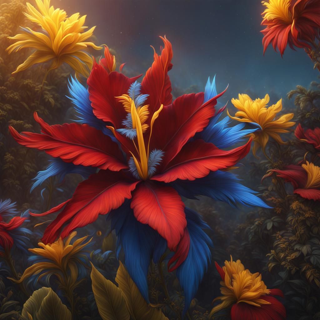 Red, Yellow, Blue  Royal Flower of Paradise