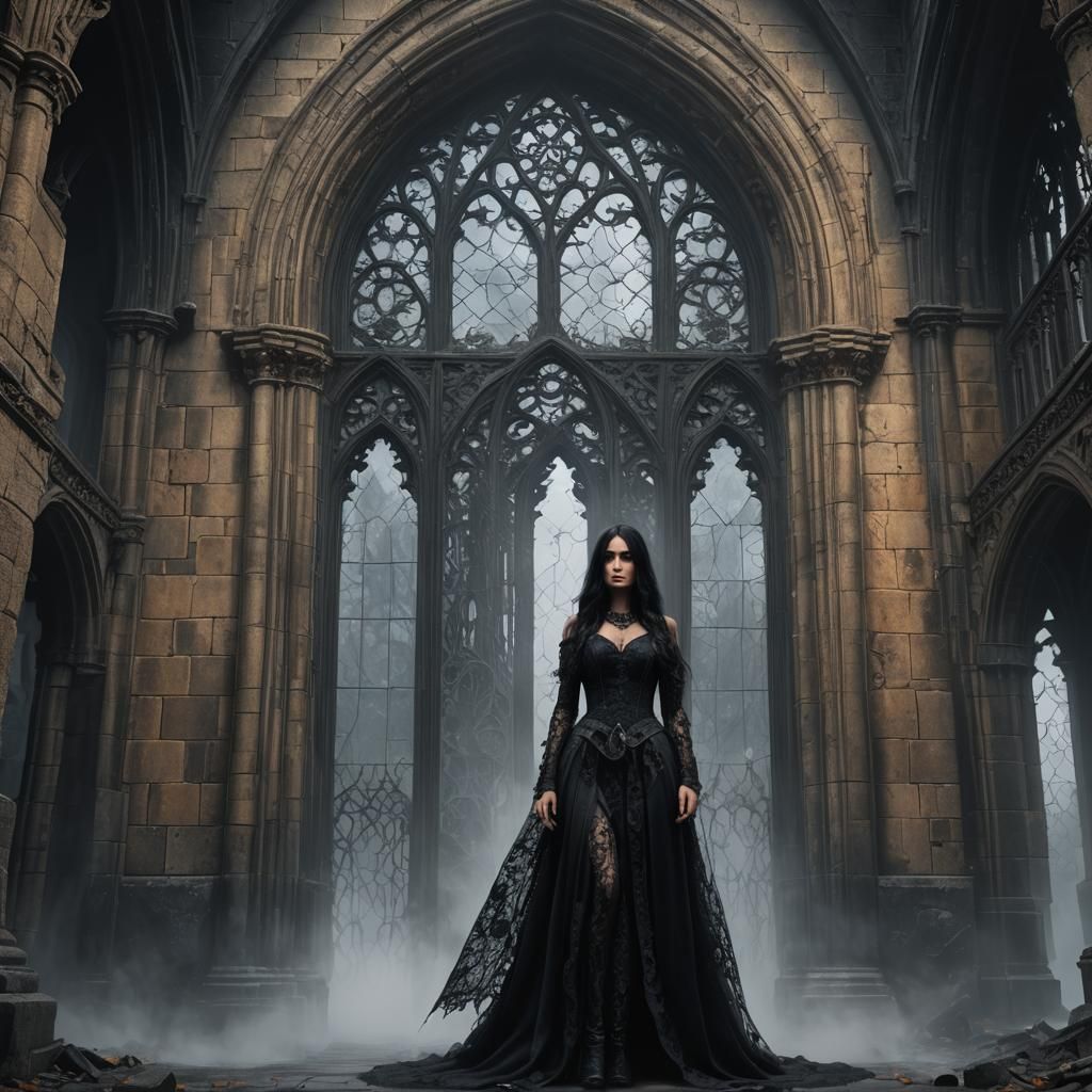 Intricate details, HDR, Hyperdetailed, a Portal of a Gothic tower, fog in the air making it difficult ...  by @Charles Albert