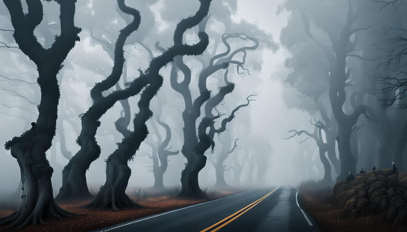 road with creepy trees