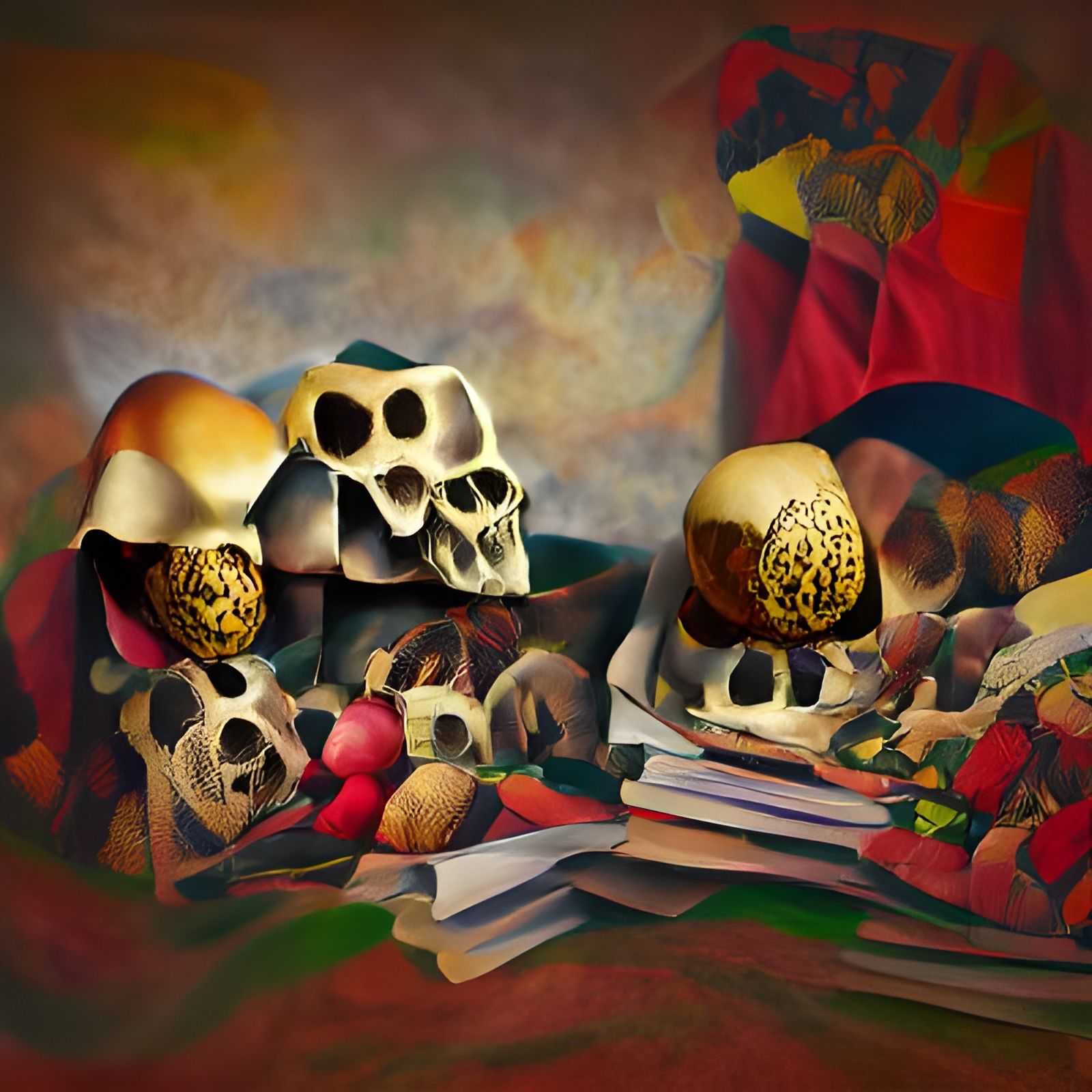 Stacked skulls still life Otto Dix