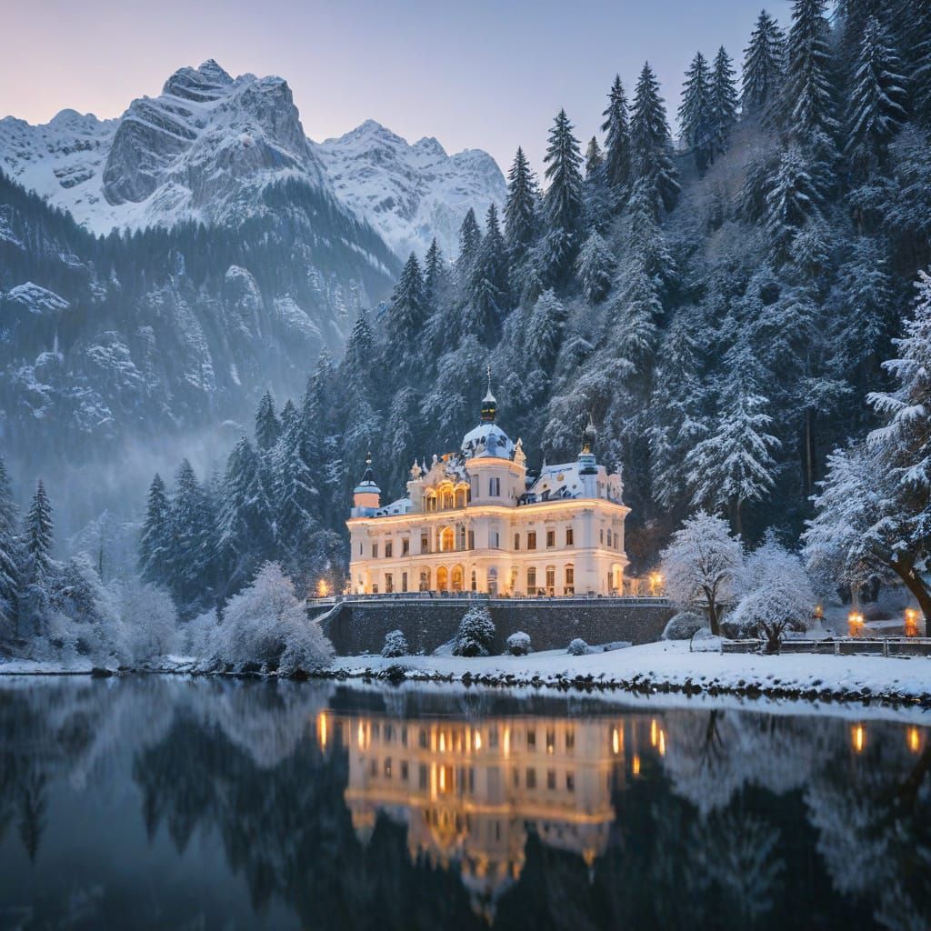 Linderhof castle in the winter   by @Mauve Marauder