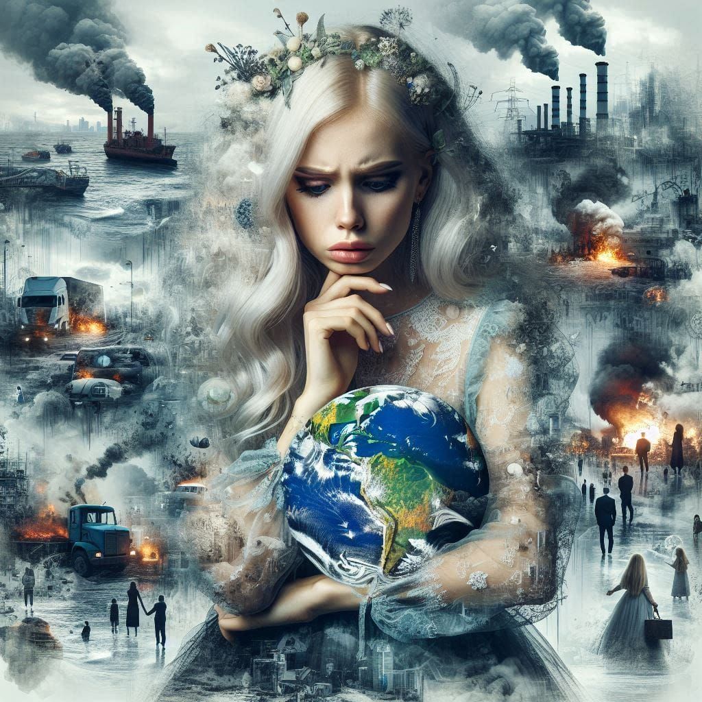 Planet in crisis due to human impact..