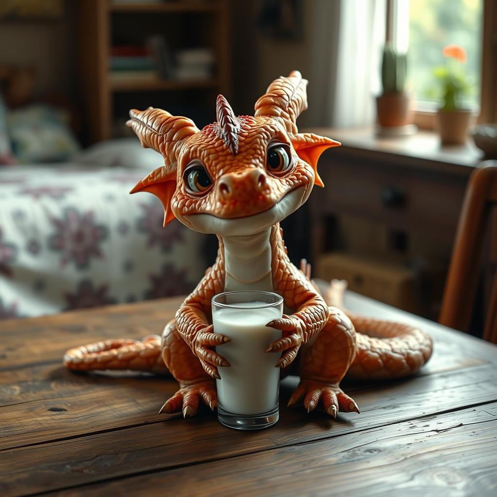 My baby house dragon loves its milk