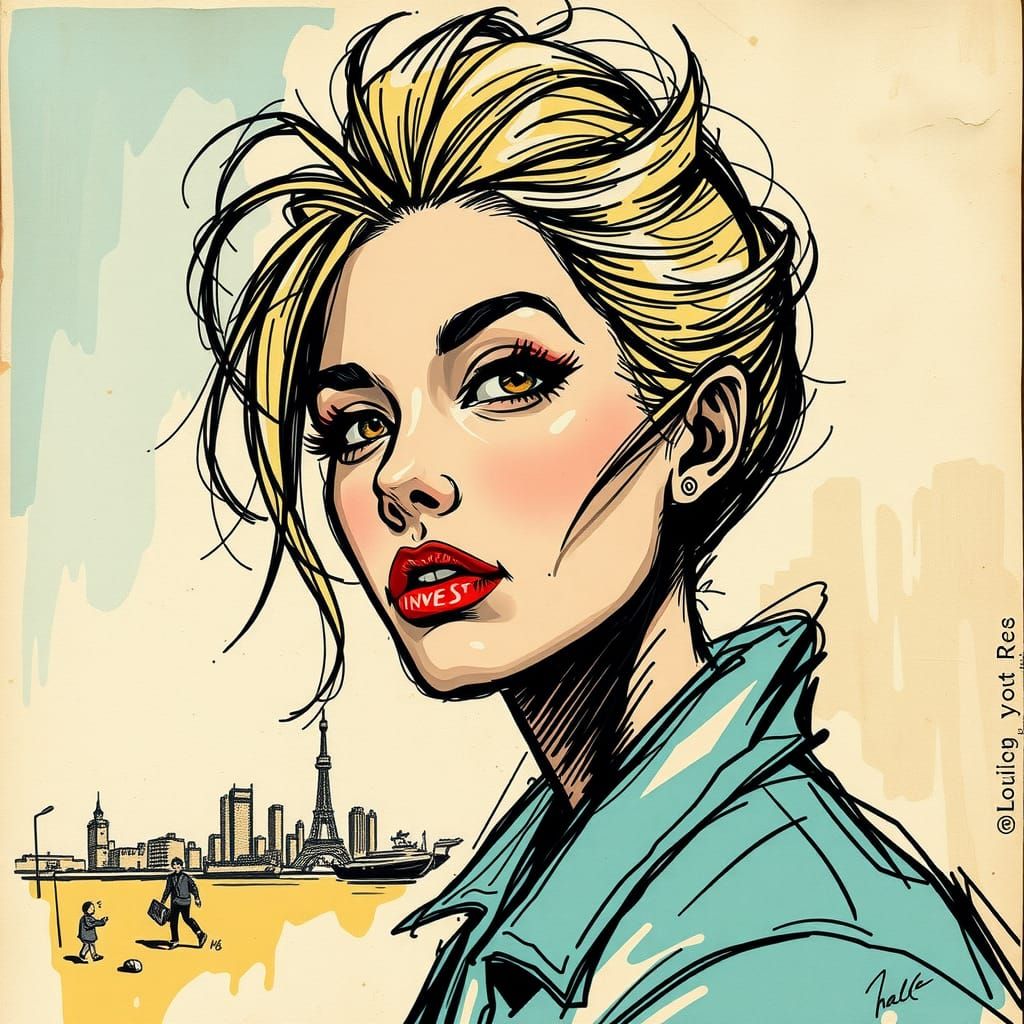 Detailed Grunge Impressionism Sketch on Vintage Paper