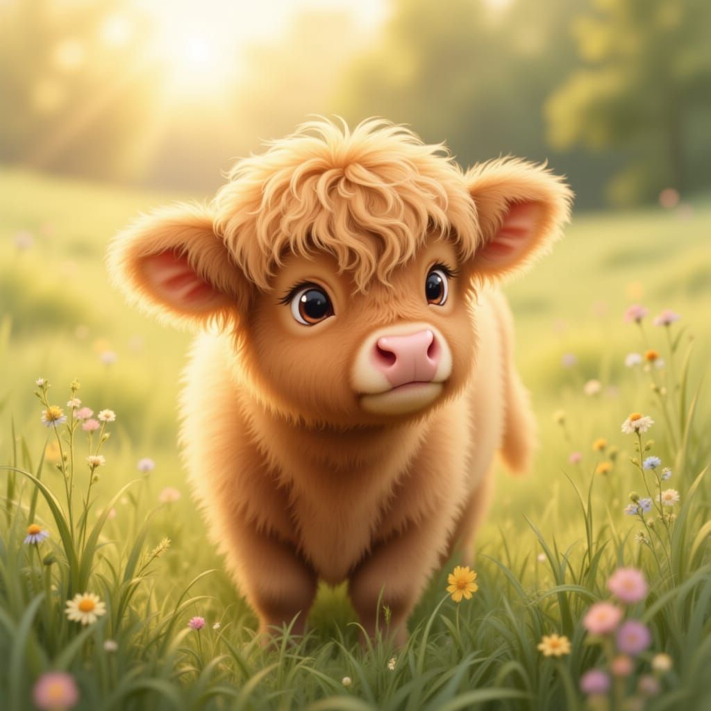 Super cute fluffy cow <lora:Super Cute Cow:1.0>