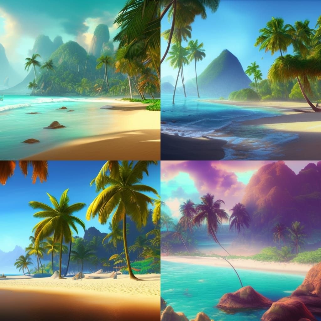 Tropical Beach - Ai Generated Artwork - Nightcafe Creator