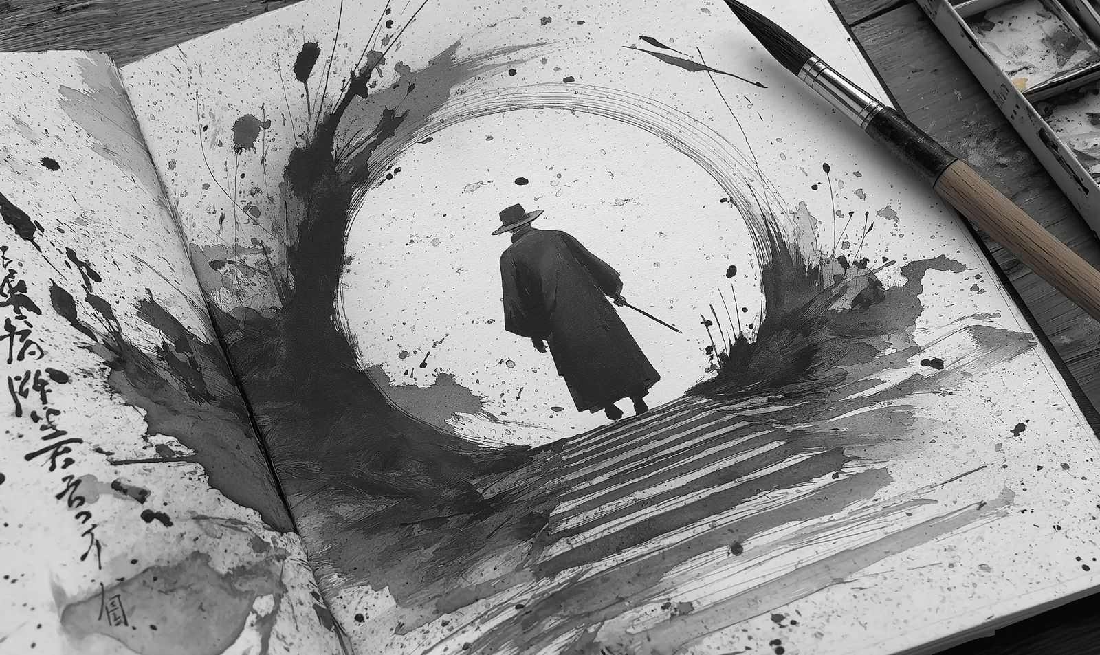 Dynamic Ink Wash Silhouette Study