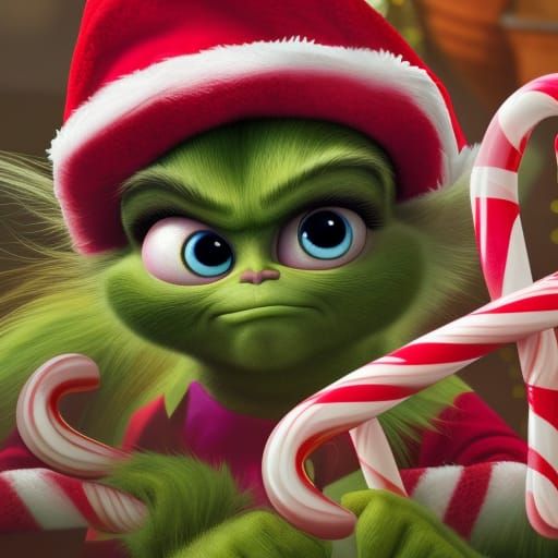 Baby Grinch & Candy Canes pt3 - AI Generated Artwork - NightCafe Creator