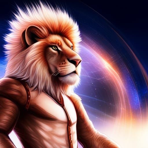 furry lion strong bodybuilder businessman in sharp suit mode...