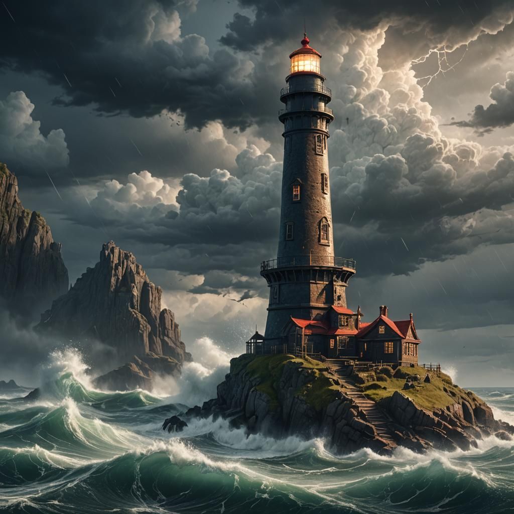 Light house on a stormiest day