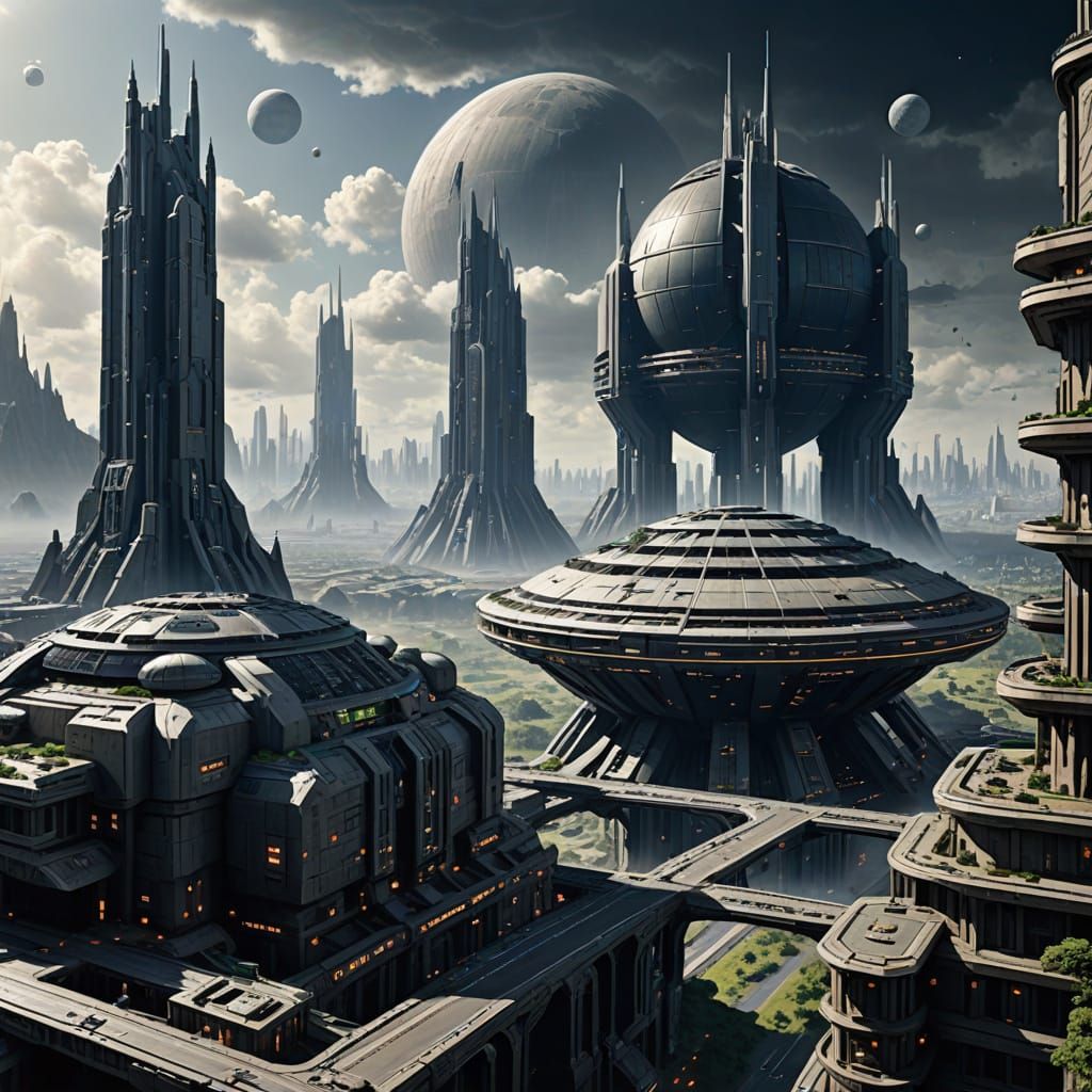 urban megastructure Andor Alderaan Scifi  by @Sporky