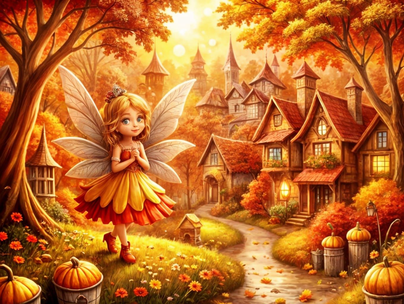 fairy in the autumn forest town