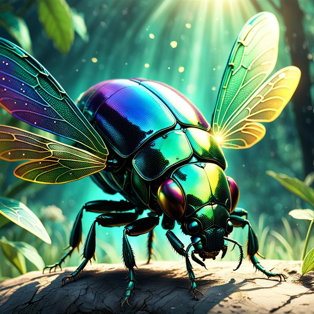 iridescent jewel beetle  by @nishinishand