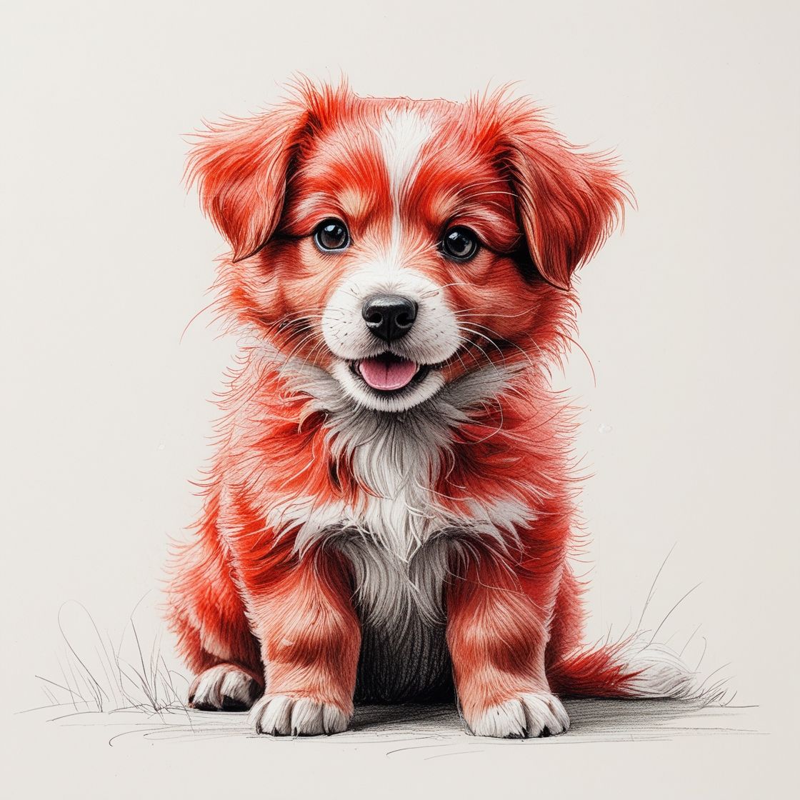 a lively red puppy