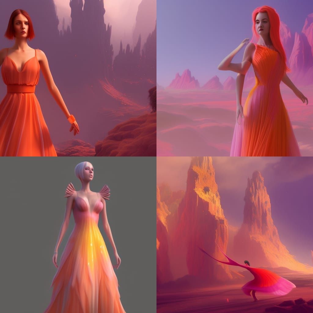 orange pink gradient dress