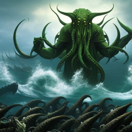 Elder God Cthulhu and his massive army - AI Generated Artwork ...