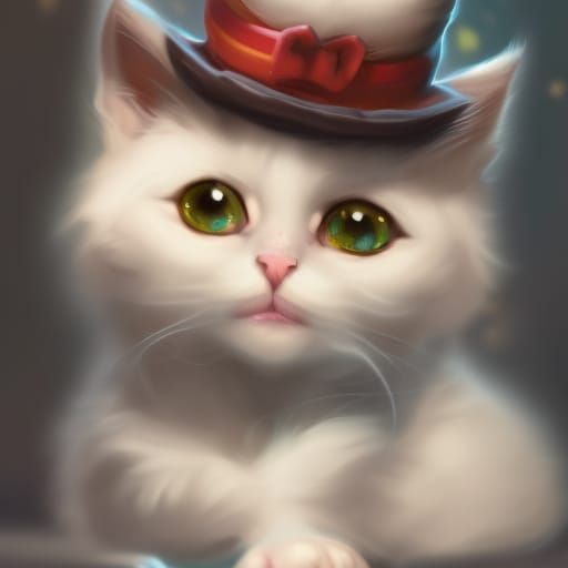 cuttest kitty in the world wearing a little tophat detailed matte ...