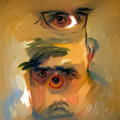 Self portrait of a man with wild eyes
