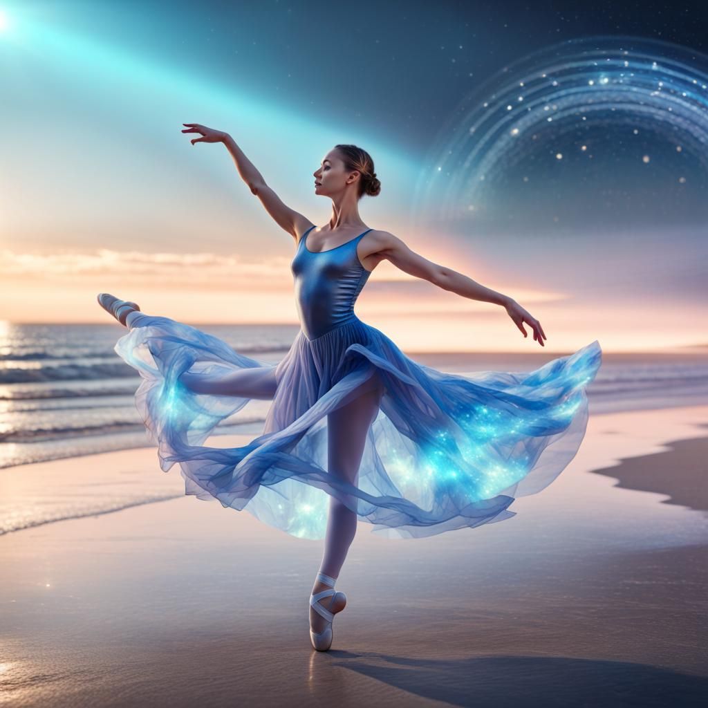 Elegant Ballet Dancer on the Beach