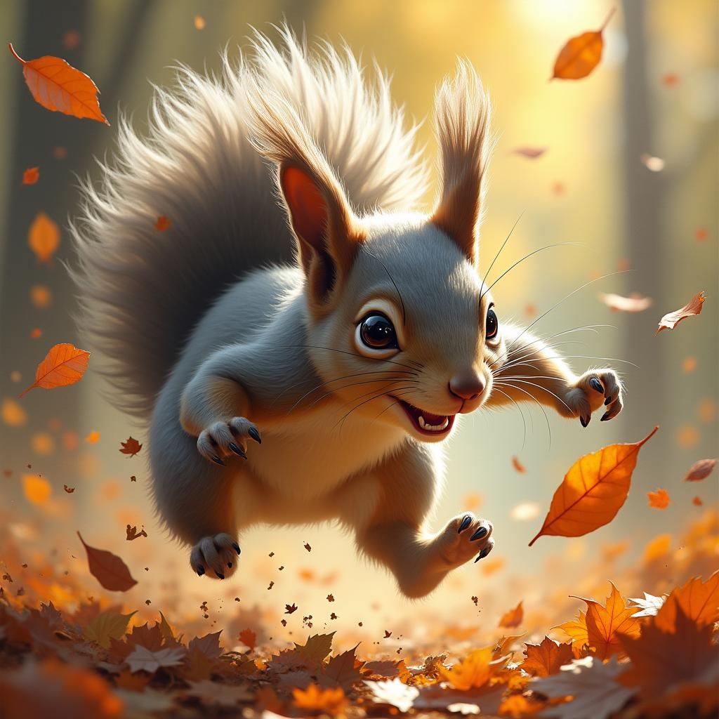 Autumn playtime…🐿️  by @Capn Badger