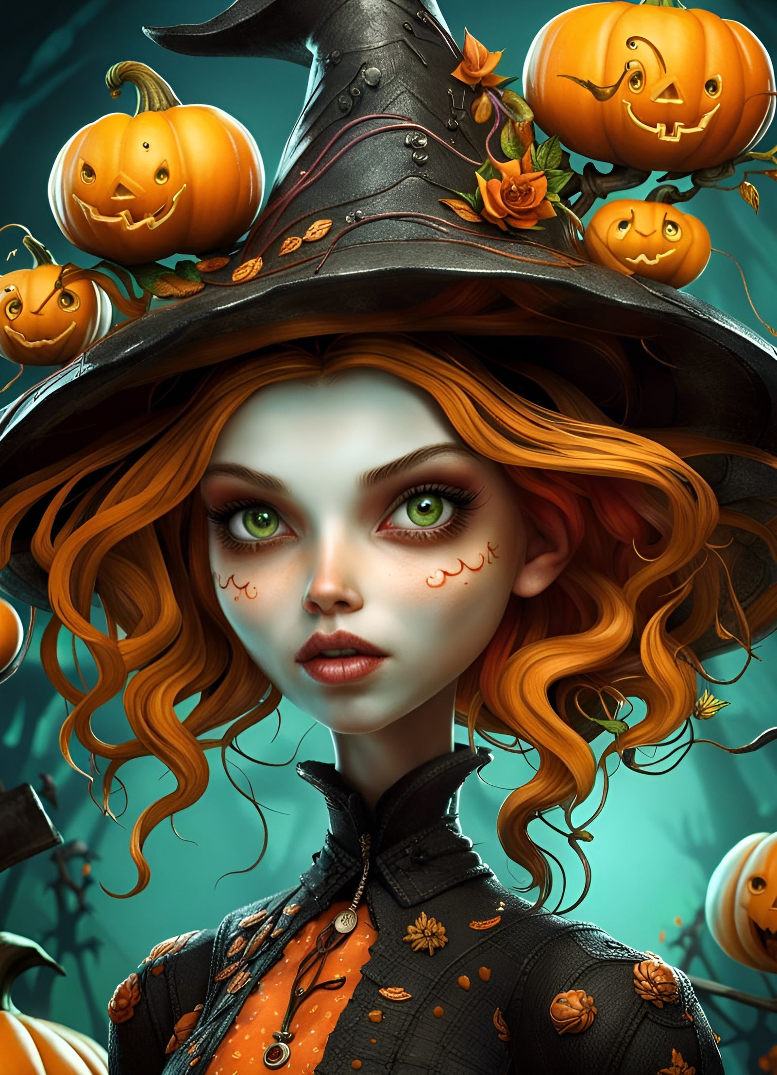 Lily the Pumpkin Witch  by @Artificial Artist