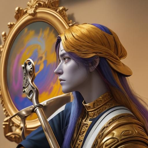 renaissance painting yellow and purple yellow and blue deep ...