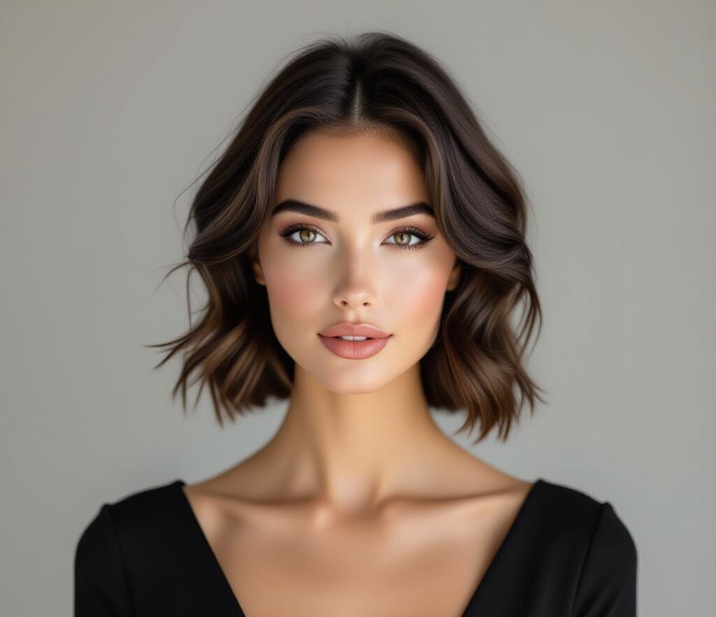 Elegant Young Woman in Black Dress Portrait