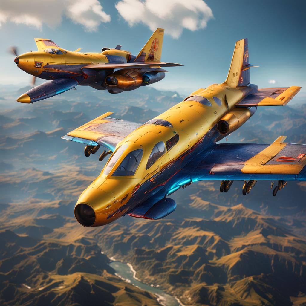 Jet Planes Over Mountains: Detailed Matte Painting