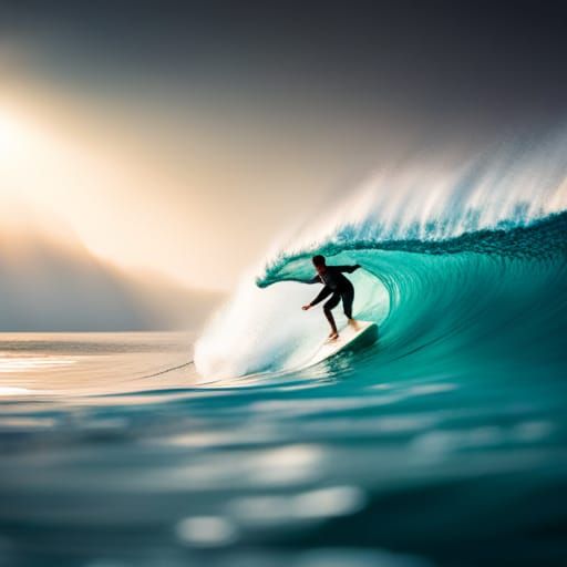 Surfing a beautiful green aqua wave in the Maldives along pristine white beaches